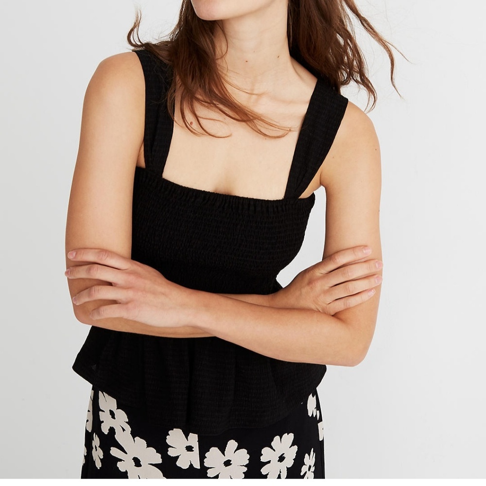 Madewell Texture & Thread Shirred Peplum Tank Top